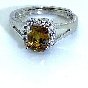 Sphene 1.80ct White Gold Finish Solid Silver Ring